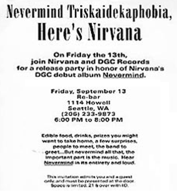Nirvana Nevermind Release Party Flyer